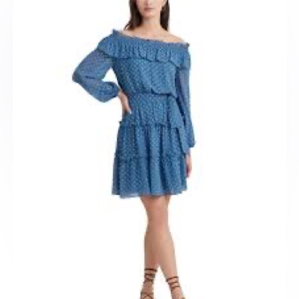 Lauren by Ralph Lauren Beautiful blue dot tiered dress size 16 NWT.